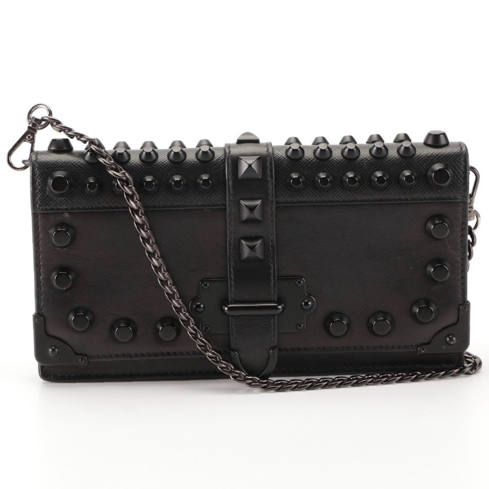 Prada Cahier Crossbody Bag Studded City Calf and Saffiano Leather Mini